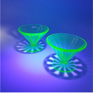 ☆Vintage Vaseline Federal Glass Uranium Green Sundae Dish Dessert Cup/ Coup